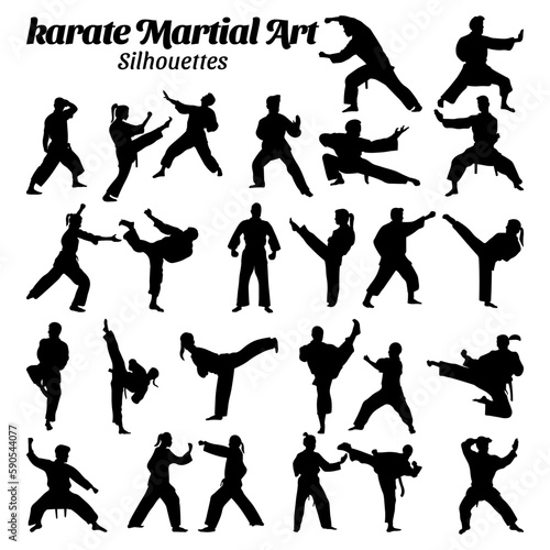 Karate silhouette of martial arts vector illustration.