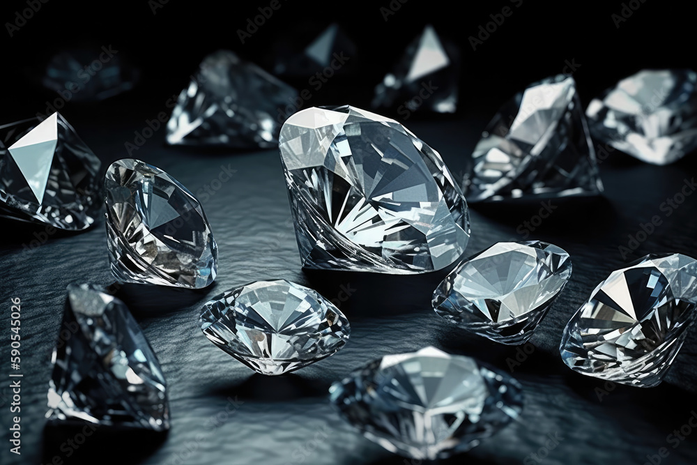 diamond on black background created with Generative AI technology diamond on black background created with Generative AI technology