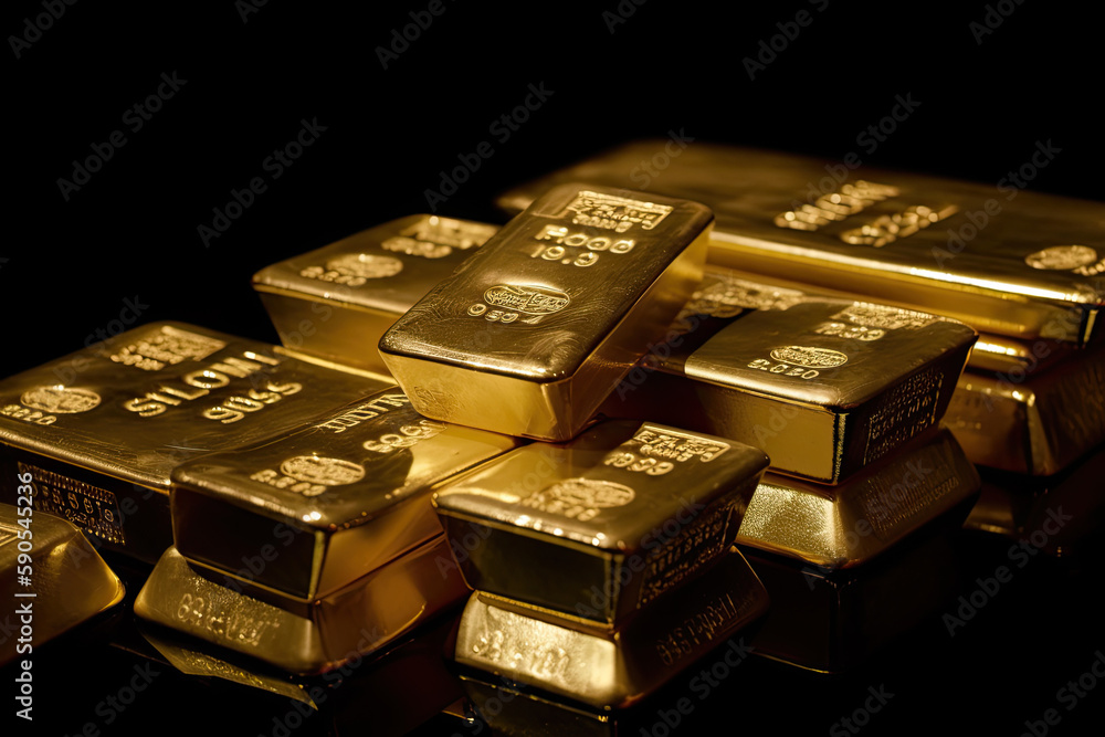 stacked gold bars created with Generative AI technology stacked gold bars created with Generative AI technology