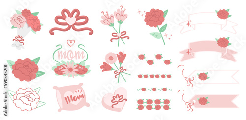 Set de ilustraciones dibujadas a mano para el día de la madre. Vector