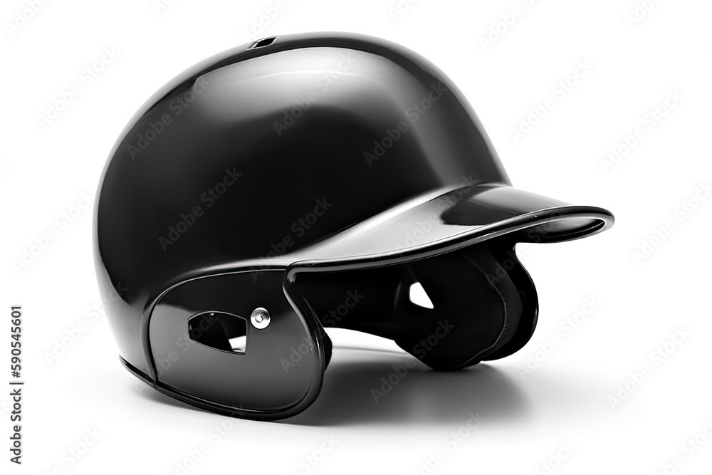 black baseball helmet on a white background. Generative AI black baseball helmet on a white background. Generative AI