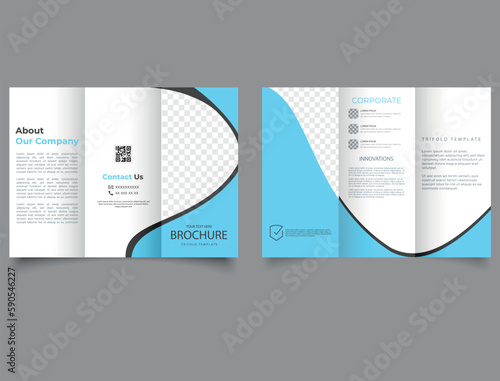 Corporate brochure, trifold template design. lyer report template. design vector illustration
