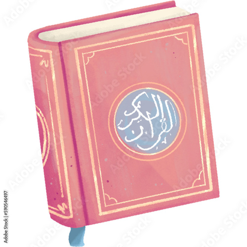 Pink Quran Cartoon for Ramadan Design