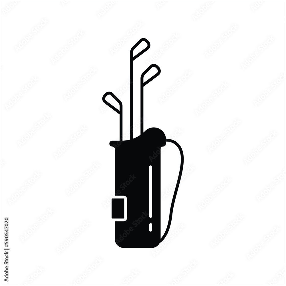 Vecteur Stock Golf bag with clubs vector icon. Golf bag flat sign
