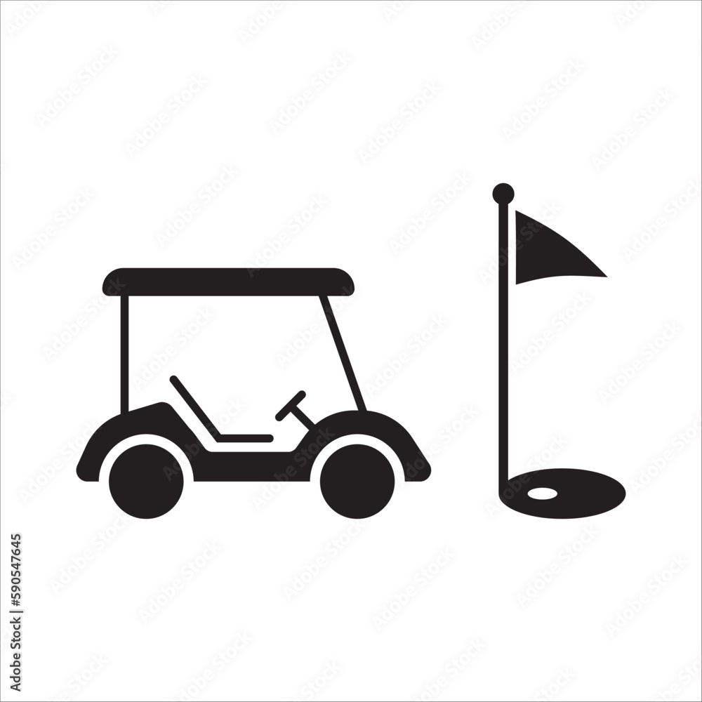 Golf car vector icon. Golf cart symbol. Outdoor golf car flat sign design pictogram illustration. UX UI icon Golf car vector icon. Golf cart symbol. Outdoor golf car flat sign design pictogram illustration. UX UI icon
