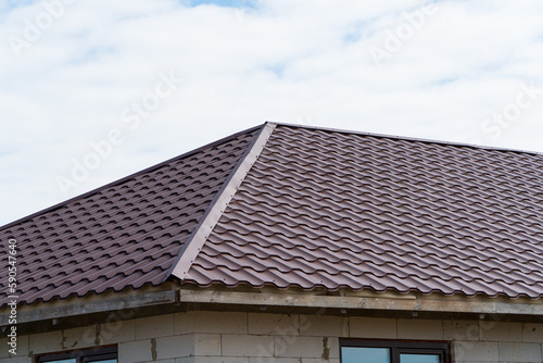 Modern roof made of metal. Modern construction