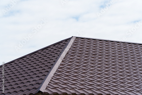Roofing of metal profile. Metal roofing construction