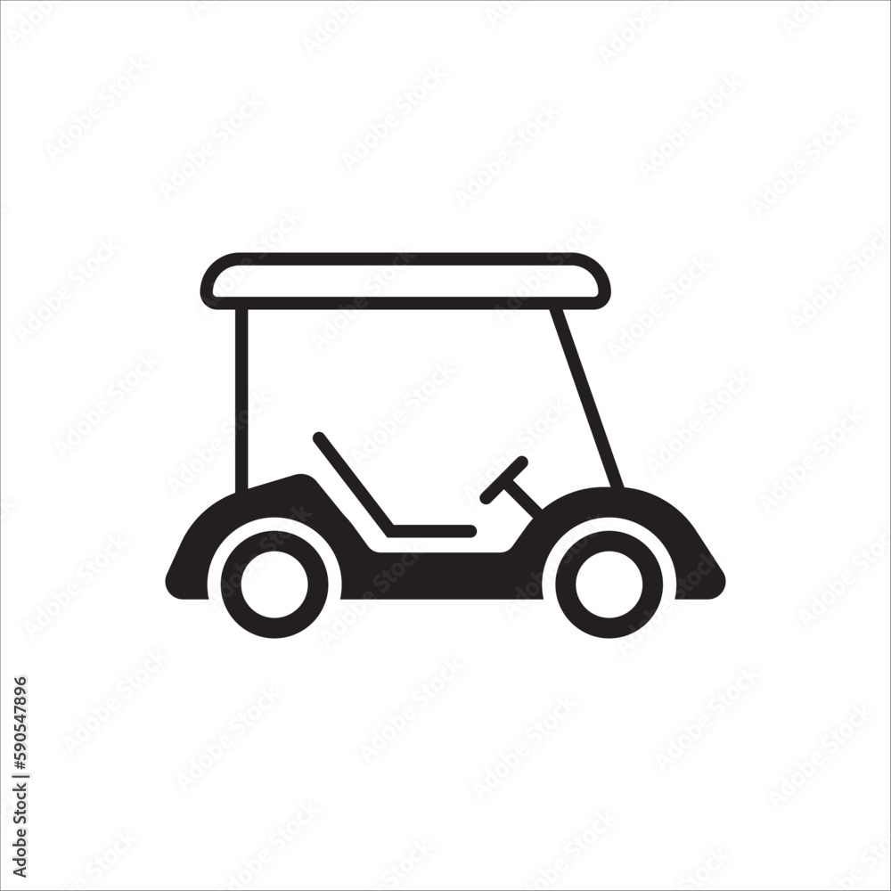 Golf car vector icon. Golf cart symbol. Outdoor golf car flat sign design pictogram illustration. UX UI icon