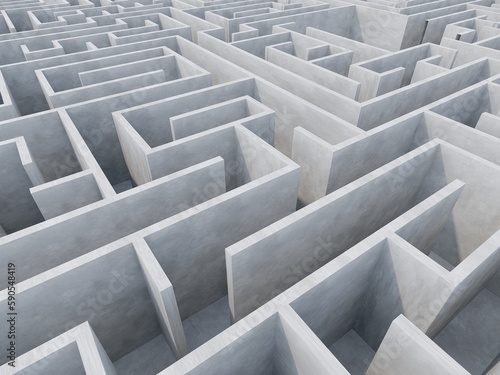 endless maze concrete space  3d rendering