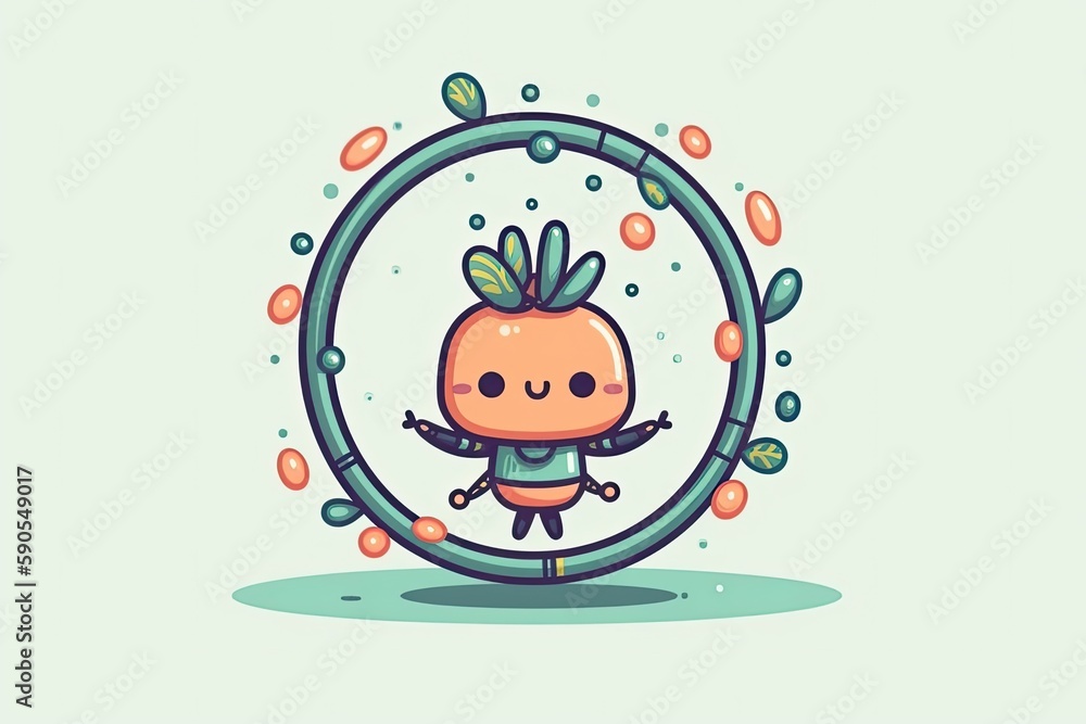 cartoon bunny holding a carrot inside a circular frame. Generative AI cartoon bunny holding a carrot inside a circular frame. Generative AI