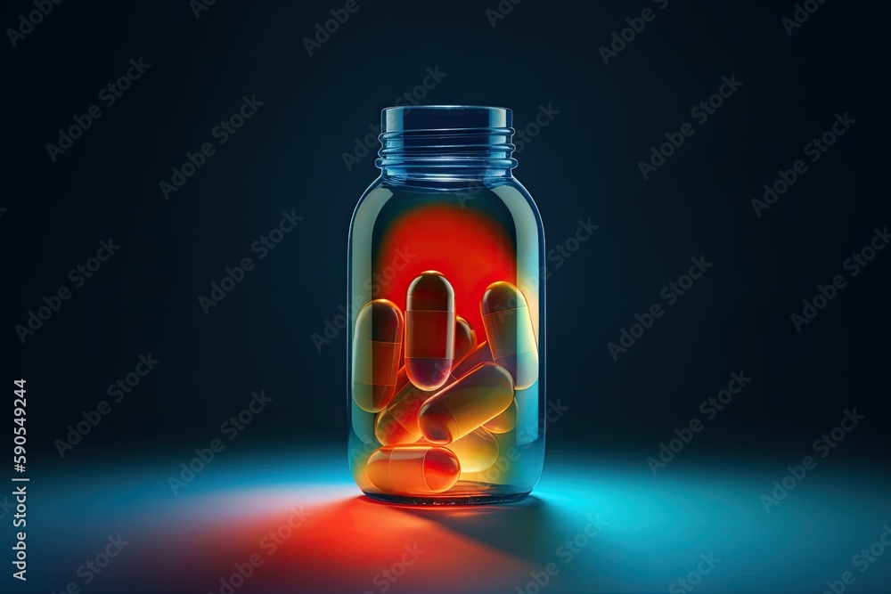 glass jar with a human handprint. Generative AI glass jar with a human handprint. Generative AI