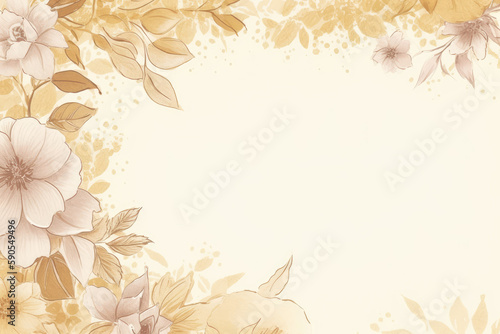 Beautiful vintage floral background with hand drawn flowers. Generative AI