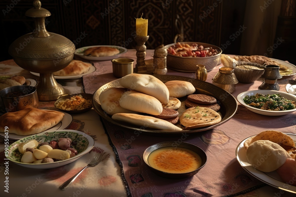 Pita Bread: Heart of Ramadan Feast.
Generative AI