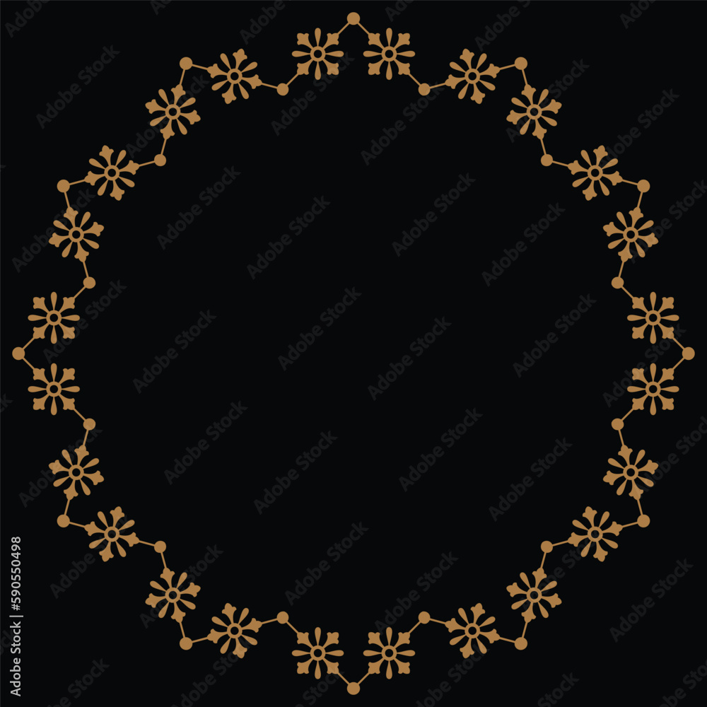 Gold frame with a floral pattern on a black background