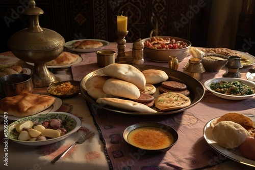 Pita Bread: Heart of Ramadan Feast.
Generative AI