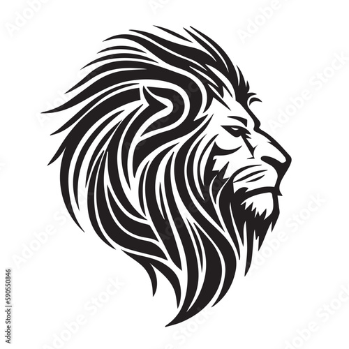 Lion head on a white background. Vector silhouette svg illustration. © Cris