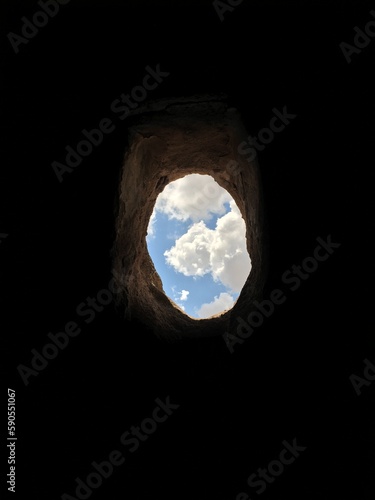 sky from hole in cave