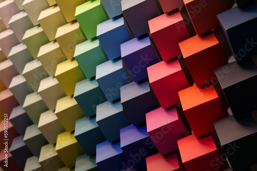 Multicolored cubes. Palette of colors and shades  range of colours