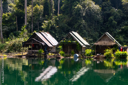 Small village in green forest in Khao Sok, Thailand 