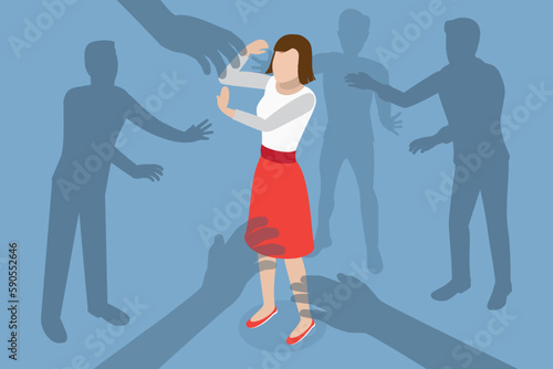 3D Isometric Flat Vector Conceptual Illustration of Sexual Harassment, Violence Against Women photo