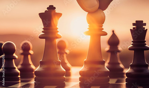 chess battle  victory  success  leader  teamwork  business strategy . business man wear business suit move prepare move king chess pieces  plan strategy lead successful business competition leader.