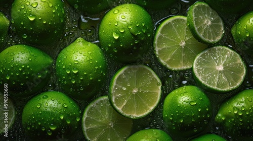 green lime on a black background, generative ai photo