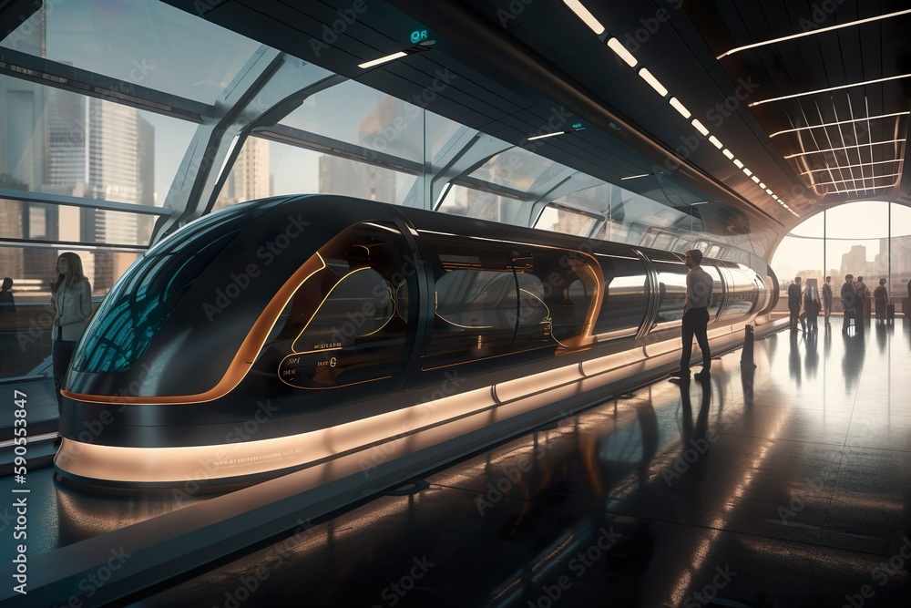 The Future of Transportation: Futuristic Hyperloop Train Station, Sleek Design, and Eager Passengers.
Generative AI The Future of Transportation: Futuristic Hyperloop Train Station, Sleek Design, and Eager Passengers.
Generative AI