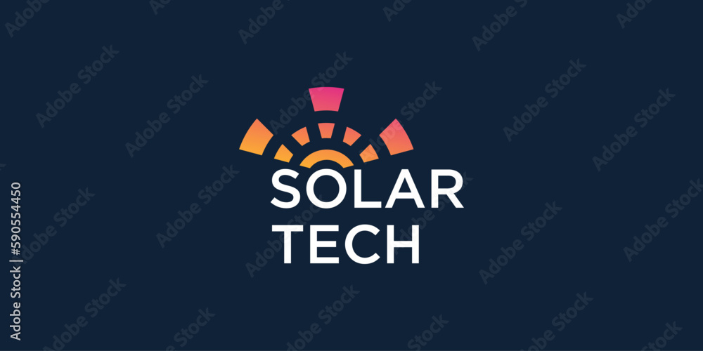 Solar tech logo design idea with modern style concept