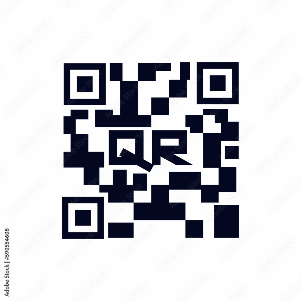 Bar code logo design with letter Q R in the center Bar code logo design with letter Q R in the center