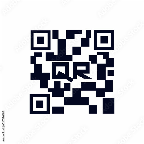 Bar code logo design with letter Q R in the center