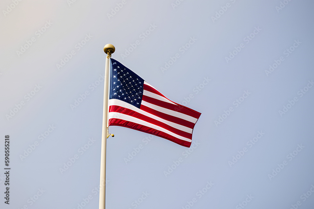 Close-up american flag on white marble background Close-up american flag on white marble background