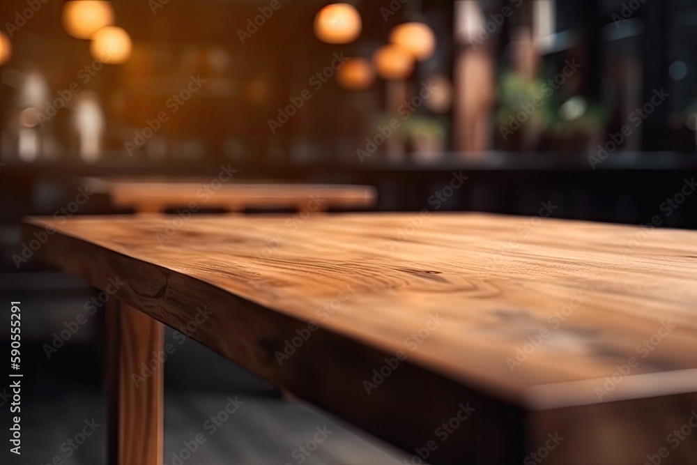rustic wooden table setting in a cozy restaurant. Generative AI rustic wooden table setting in a cozy restaurant. Generative AI