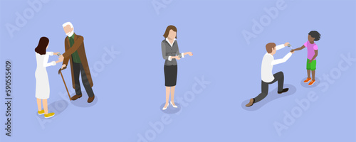 3D Isometric Flat Vector Set of Blood Sugar Level, Equipment for Health Monitoring