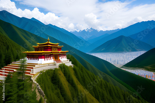 Tibetan temple in Shangri La, China