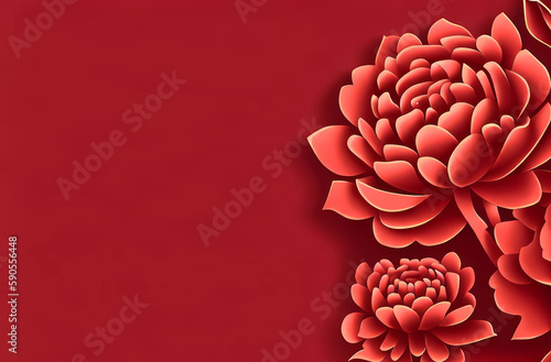 Red Peony Flower Background 