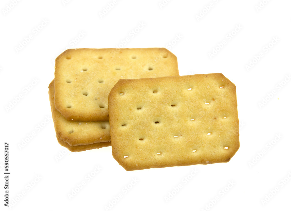 square butter biscuits isolated on white background