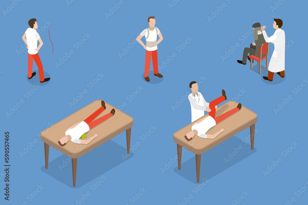 3D Isometric Flat Vector Set of Chiropractic Medicine Scenes, Alternative Medicine 3D Isometric Flat Vector Set of Chiropractic Medicine Scenes, Alternative Medicine