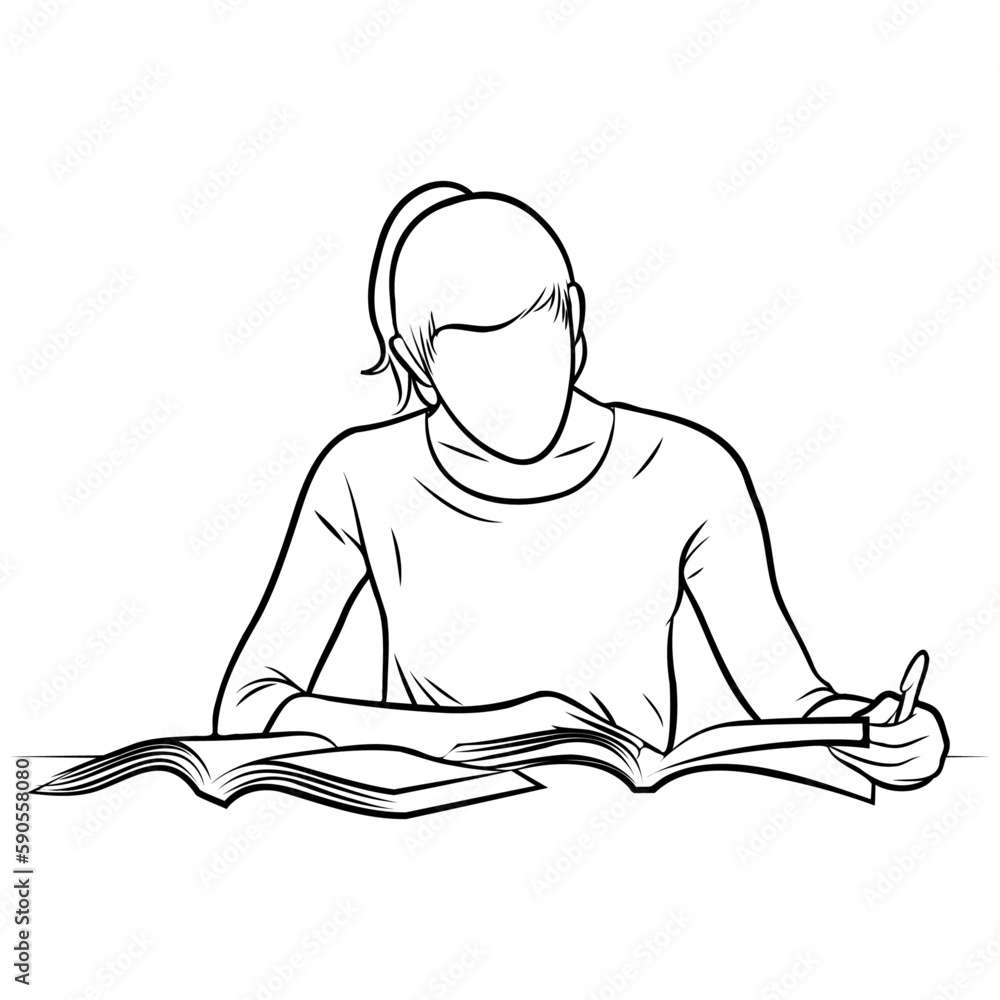 College Student Line Drawing. College Student Line Drawing.