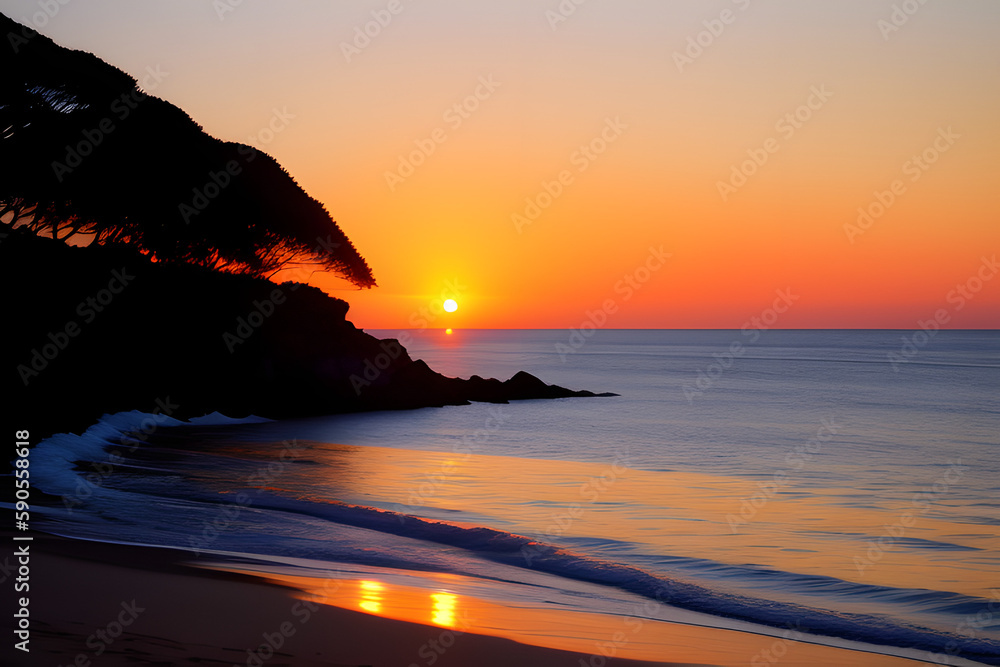 Scenic View Of Sea Against Clear Sky During Sunset