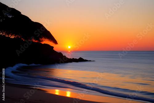 Scenic View Of Sea Against Clear Sky During Sunset