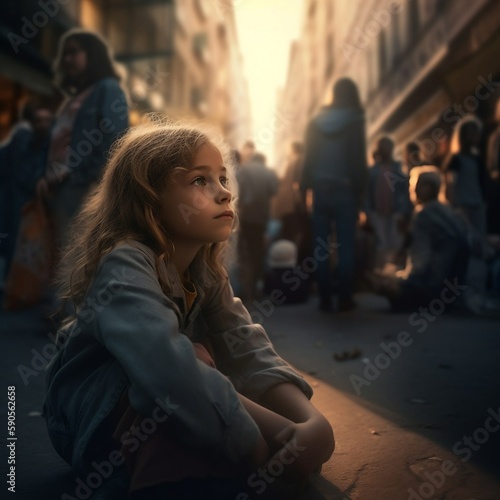 girl sitting on a street