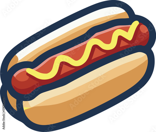 Hot dog with mustard illustration.