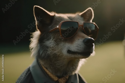 Wolf Wearing Shades Golfing At Dusk Generative AI