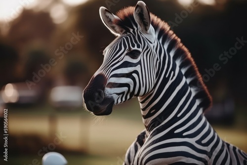 Zebra Pro Golfer On Golf Course Playing Golf At Sunset Generative AI