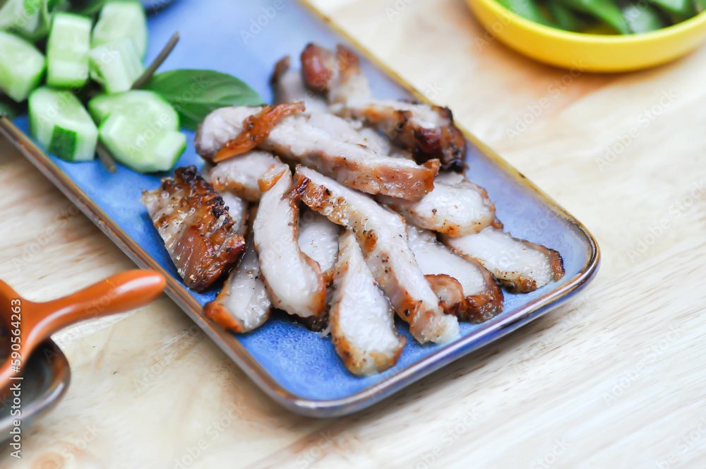 grilled pork , pork steak or sliced pork grilled pork , pork steak or sliced pork