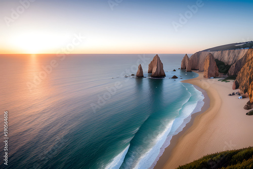 Sunset on the beach of Cabo da Roca  Portugal