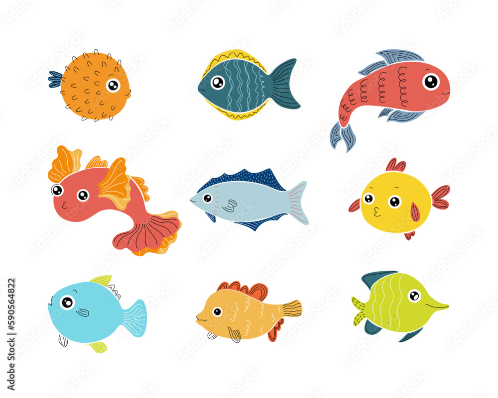 collection-of-vector-hand-drawn-cute-fishes-in-flat-style-fishes-body