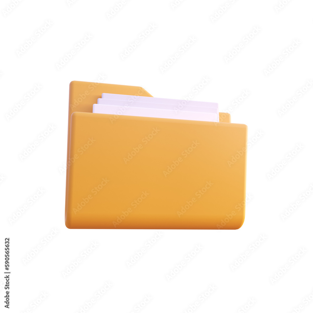 Yellow folder icon 3d render isolated perspective view PNG transparent Yellow folder icon 3d render isolated perspective view PNG transparent