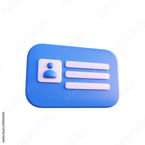 ID card icon 3d render isolated perspetive view PNG transparent