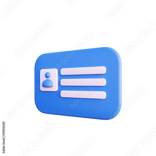 ID card icon 3d render isolated side view PNG transparent